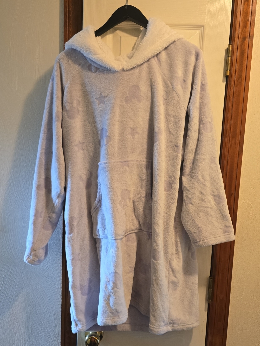 Plush Hooded Women's Coatigan in Light Lavender With Mickey/Minnie Design
